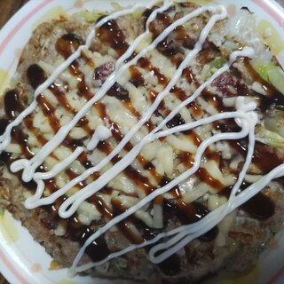 ちくわとキャベツのチーズ乗せオートミール焼き